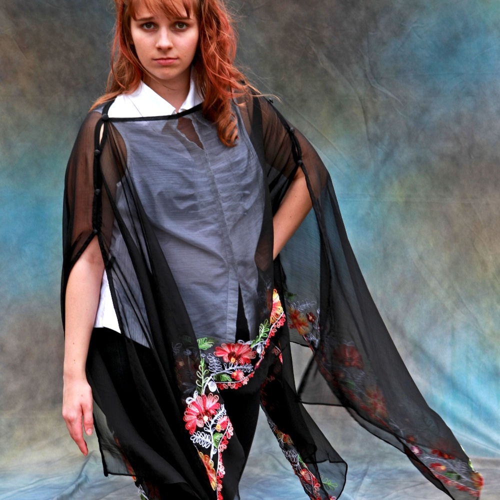 Unique, versatile, embroidered wrap! - Picture 2 of 5